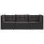 vidaXL Set de muebles de jardín 3 pzas y cojines ratán sintético negro vidaXL Set de muebles de jardín 3 pzas y cojines ratán sintético negro