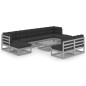 vidaXL Set de muebles de jardín 10 pzas con cojines madera pino gris vidaXL Set de muebles de jardín 10 pzas con cojines madera pino gris