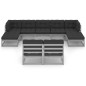 vidaXL Set de muebles de jardín 10 pzas con cojines madera pino gris vidaXL Set de muebles de jardín 10 pzas con cojines madera pino gris