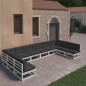 vidaXL Set de muebles de jardín 10 pzas con cojines madera pino blanco vidaXL Set de muebles de jardín 10 pzas con cojines madera pino blanco