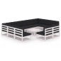 vidaXL Set de muebles de jardín 12 pzas con cojines madera pino blanco