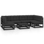 vidaXL Set de muebles de jardín 7 pzas con cojines madera pino negro vidaXL Set de muebles de jardín 7 pzas con cojines madera pino negro