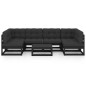 vidaXL Set de muebles de jardín 7 pzas con cojines madera pino negro vidaXL Set de muebles de jardín 7 pzas con cojines madera pino negro