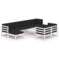 vidaXL Set de muebles de jardín 10 pzas con cojines madera pino blanco vidaXL Set de muebles de jardín 10 pzas con cojines madera pino blanco