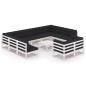 vidaXL Set de muebles de jardín 12 pzas con cojines madera pino blanco vidaXL Set de muebles de jardín 12 pzas con cojines madera pino blanco