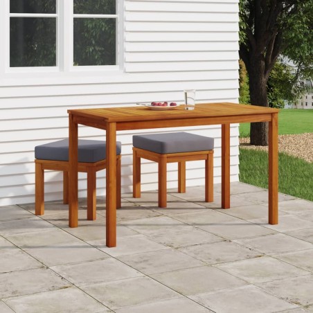 vidaXL Set de comedor para jardín 3 piezas con cojines madera acacia