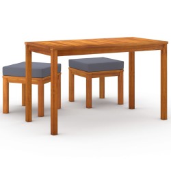 vidaXL Set de comedor para jardín 3 piezas con cojines madera acacia