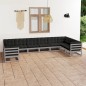 vidaXL Set de muebles de jardín 10 pzas con cojines madera pino gris vidaXL Set de muebles de jardín 10 pzas con cojines madera pino gris