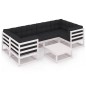 vidaXL Set muebles jardín 7 pzas con cojines madera maciza pino blanco