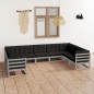 vidaXL Set de muebles de jardín 9 pzas con cojines madera pino gris vidaXL Set de muebles de jardín 9 pzas con cojines madera pino gris