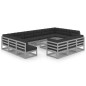 vidaXL Set de muebles de jardín 14 pzas con cojines madera pino gris vidaXL Set de muebles de jardín 14 pzas con cojines madera pino gris