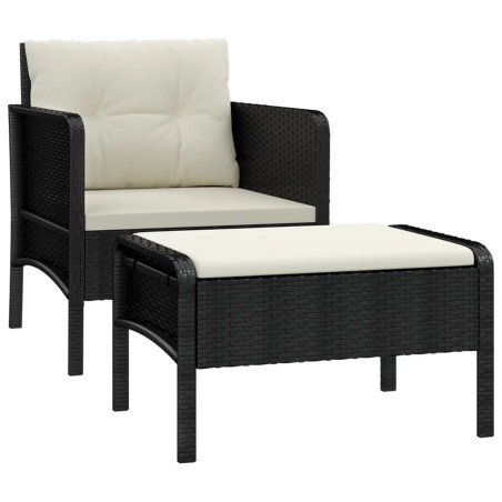vidaXL Set de muebles de jardín 2 pzas y cojines ratán sintético negro