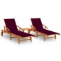 vidaXL Tumbonas con mesa y cojines 2 uds madera maciza de acacia vidaXL Tumbonas con mesa y cojines 2 uds madera maciza de acacia