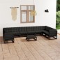 vidaXL Set de muebles de jardín 11 pzas con cojines madera pino negro vidaXL Set de muebles de jardín 11 pzas con cojines madera pino negro