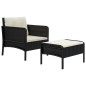 vidaXL Set de muebles de jardín 2 pzas y cojines ratán sintético negro vidaXL Set de muebles de jardín 2 pzas y cojines ratán sintético negro