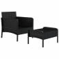 vidaXL Set de muebles de jardín 2 pzas y cojines ratán sintético negro vidaXL Set de muebles de jardín 2 pzas y cojines ratán sintético negro