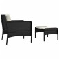 vidaXL Set de muebles de jardín 2 pzas y cojines ratán sintético negro vidaXL Set de muebles de jardín 2 pzas y cojines ratán sintético negro