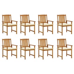 vidaXL Sillas de jardín con cojines 8 uds madera maciza de acacia 