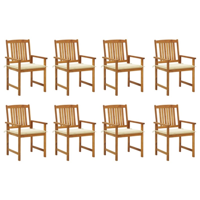 vidaXL Sillas de jardín con cojines 8 uds madera maciza de acacia vidaXL Sillas de jardín con cojines 8 uds madera maciza de acacia