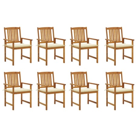 vidaXL Sillas de jardín con cojines 8 uds madera maciza de acacia 