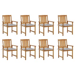 vidaXL Sillas de jardín  con cojines 8 uds madera maciza de acacia