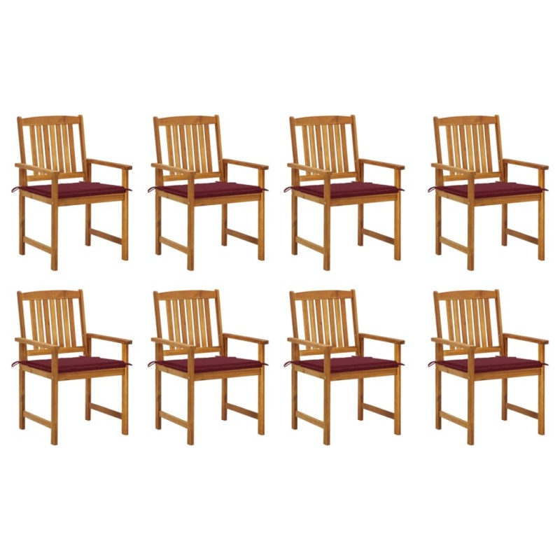 vidaXL Sillas de jardín con cojines 8 uds madera maciza de acacia vidaXL Sillas de jardín con cojines 8 uds madera maciza de acacia