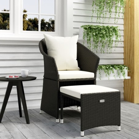 vidaXL Set de muebles de jardín 2 pzas y cojines ratán sintético negro