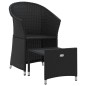 vidaXL Set de muebles de jardín 2 pzas y cojines ratán sintético negro vidaXL Set de muebles de jardín 2 pzas y cojines ratán sintético negro