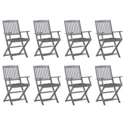 vidaXL Sillas de jardín plegables 8 uds y cojines madera maciza acacia