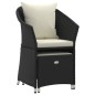 vidaXL Set de muebles de jardín 2 pzas y cojines ratán sintético negro vidaXL Set de muebles de jardín 2 pzas y cojines ratán sintético negro