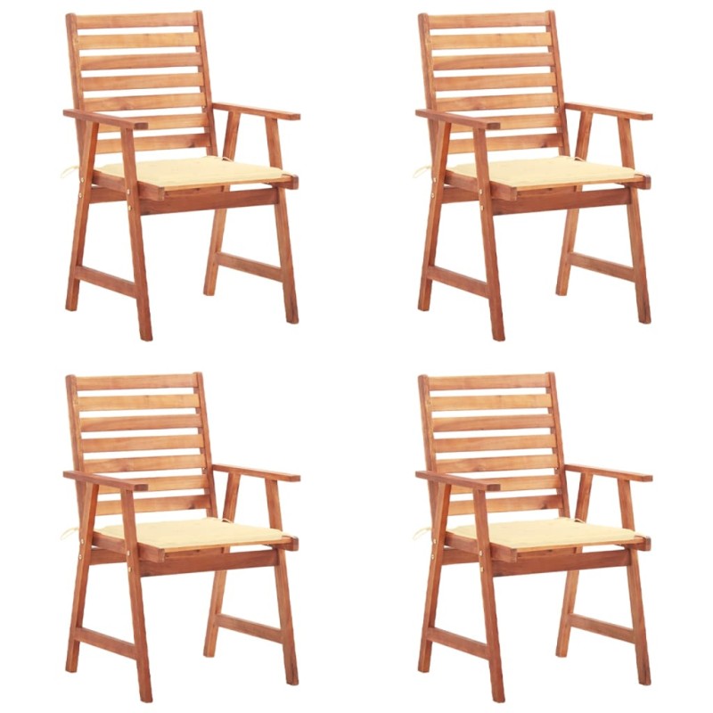 vidaXL Sillas comedor de jardín y cojines 4 uds madera maciza acacia vidaXL Sillas comedor de jardín y cojines 4 uds madera maciza acacia