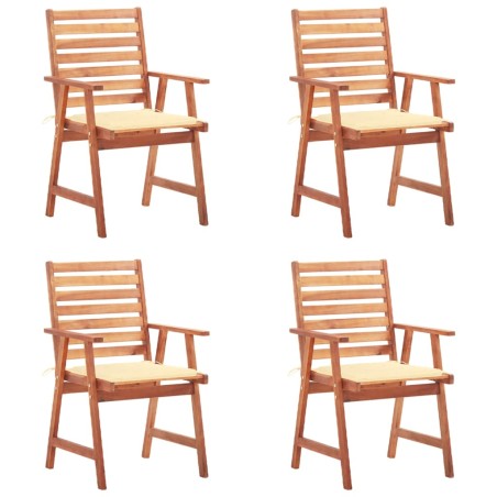 vidaXL Sillas comedor de jardín y cojines 4 uds madera maciza acacia