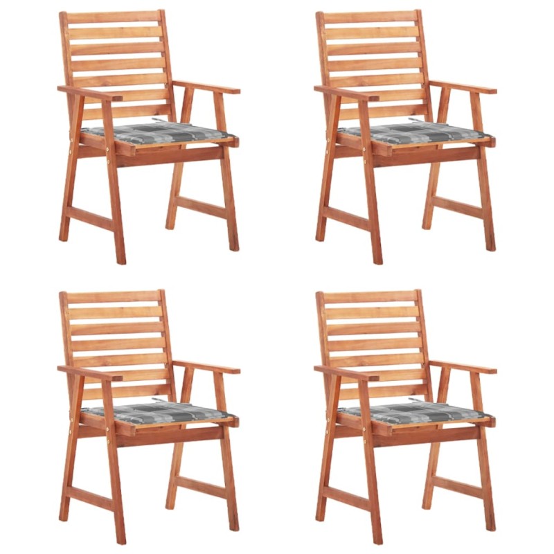 vidaXL Sillas comedor de jardín y cojines 4 uds madera maciza acacia vidaXL Sillas comedor de jardín y cojines 4 uds madera maciza acacia