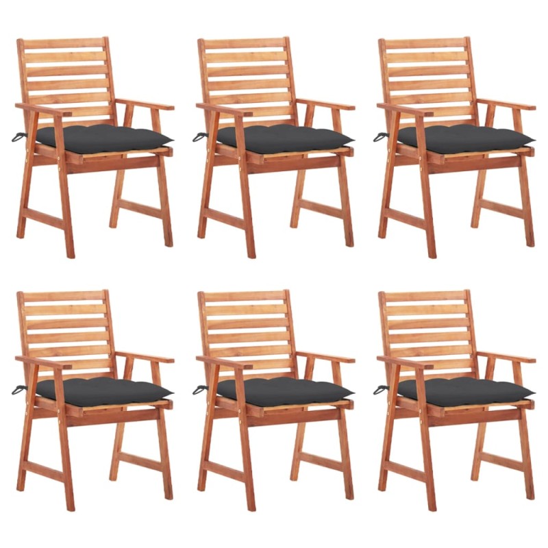 vidaXL Sillas comedor de jardín y cojines 6 uds madera maciza acacia vidaXL Sillas comedor de jardín y cojines 6 uds madera maciza acacia