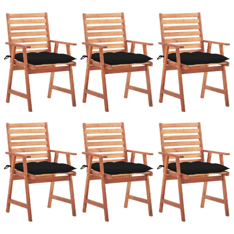 vidaXL Sillas comedor de jardín y cojines 6 uds madera maciza acacia vidaXL Sillas comedor de jardín y cojines 6 uds madera maciza acacia