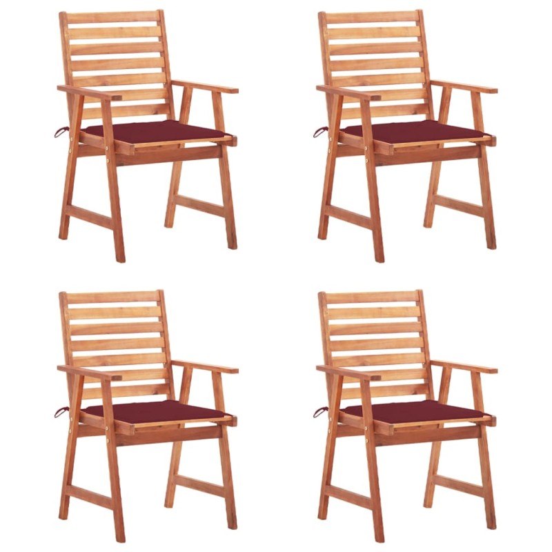 vidaXL Sillas comedor de jardín y cojines 4 uds madera maciza acacia vidaXL Sillas comedor de jardín y cojines 4 uds madera maciza acacia