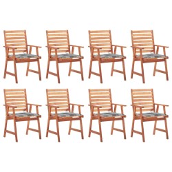vidaXL Sillas comedor de jardín y cojines 8 uds madera maciza acacia 