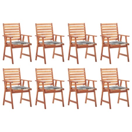 vidaXL Sillas comedor de jardín y cojines 8 uds madera maciza acacia 