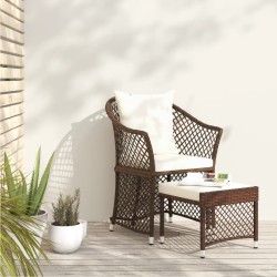 vidaXL Set muebles de jardín 2 piezas y cojines ratán sintético marrón