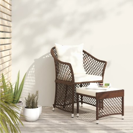 vidaXL Set muebles de jardín 2 piezas y cojines ratán sintético marrón