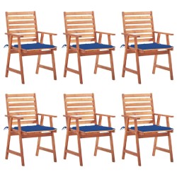 vidaXL Sillas comedor de jardín y cojines 6 uds madera maciza acacia 