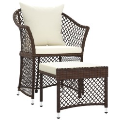 vidaXL Set muebles de jardín 2 piezas y cojines ratán sintético marrón