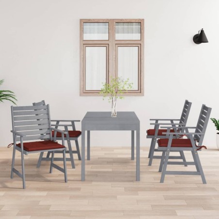 vidaXL Sillas de comedor jardín con cojines 4 uds madera maciza acacia