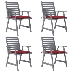vidaXL Sillas de comedor jardín con cojines 4 uds madera maciza acacia