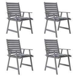 vidaXL Sillas de comedor jardín con cojines 4 uds madera maciza acacia