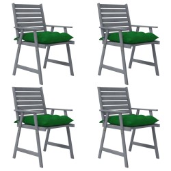 vidaXL Sillas de comedor jardín con cojines 4 uds madera maciza acacia