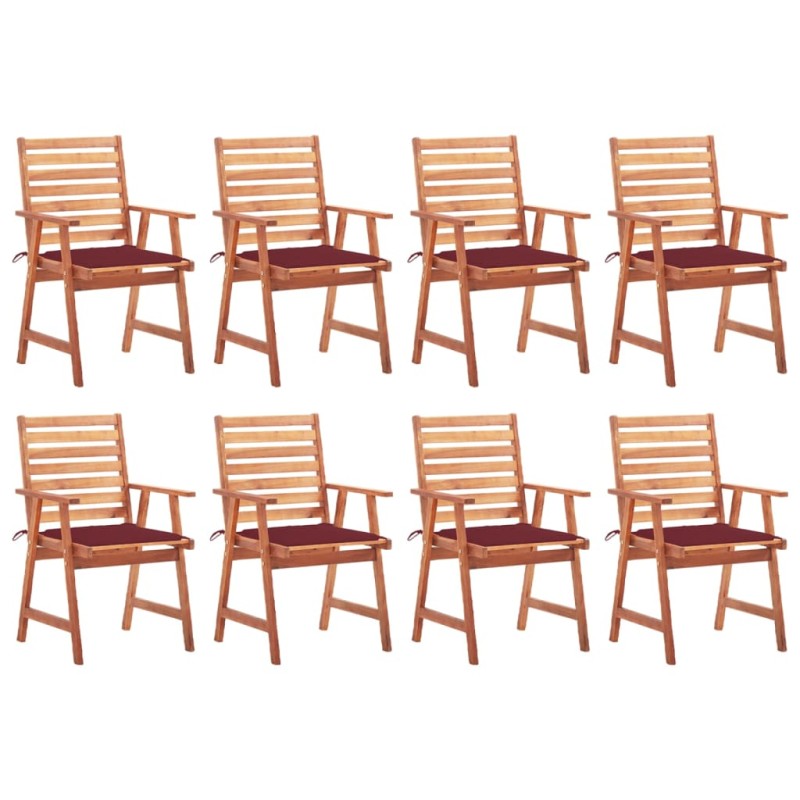 vidaXL Sillas comedor de jardín y cojines 8 uds madera maciza acacia vidaXL Sillas comedor de jardín y cojines 8 uds madera maciza acacia