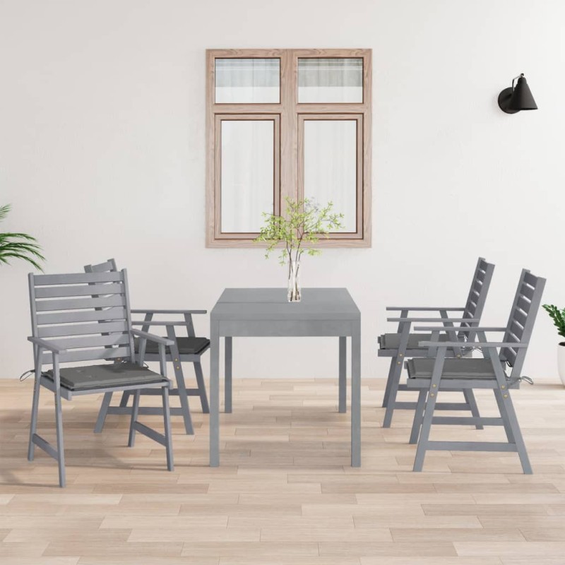 vidaXL Sillas de comedor jardín con cojines 4 uds madera maciza acacia vidaXL Sillas de comedor jardín con cojines 4 uds madera maciza acacia