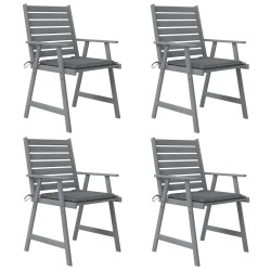 vidaXL Sillas de comedor jardín con cojines 4 uds madera maciza acacia