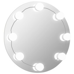 vidaXL Espejo de pared sin marco con luces LED redondo de vidrio